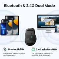 A5dadf354e85c41078074d629e3b514f5r.webp UGREEN Wireless Mouse Bluetooth5.0 Mouse Ergonomic 4000DPI 6 Mute Buttons Mouse For MacBook Tablet Laptops Computer PC 2.4G Mice