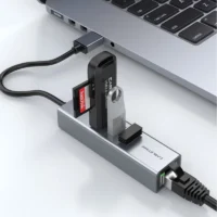CABLETIME USB 3.0 Gigabit Ethernet Adapter RJ45 1000Mbps Network Card with 3-Port USB Hub for MacBook And Laptop Computers