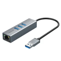 CABLETIME USB 3.0 Gigabit Ethernet Adapter RJ45 1000Mbps Network Card with 3-Port USB Hub for MacBook And Laptop Computers