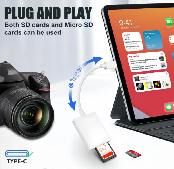 S11707a6b29db40e59b1993c6678006c3J.webp USB C SD Card Reader, Type C SD Card Reader, Supports SD and MicroSD Memory Card Adapters