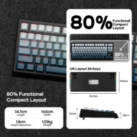 EPOMAKER G84 HE 75% ANSI US Layout Gasket Wired/BT/2.4Ghz Wireless Hall Effect Magnetic Mechanical Keyboard 8K Polling & 8000mAh