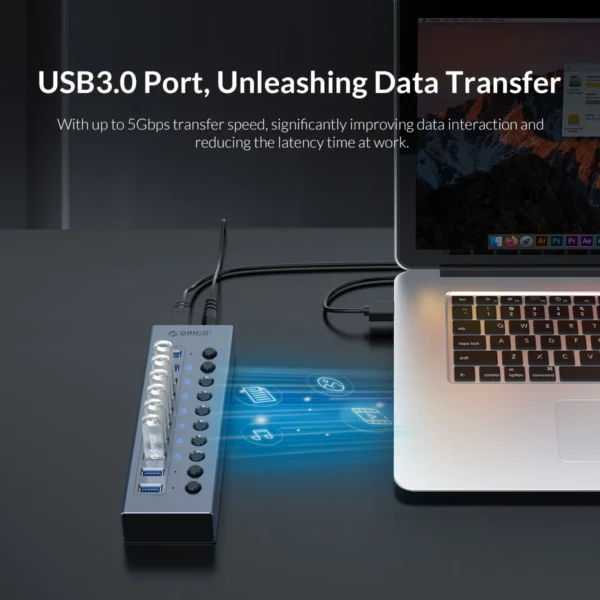 S2be378ec998b48d0be915d1bdfcabbbbU.webp ORICO Powered USB Hub Splitter Socket with Multi USB 3.0 Port Slot Plug On-Off Key Switch Dock Power Strip Adapter for PC Laptop