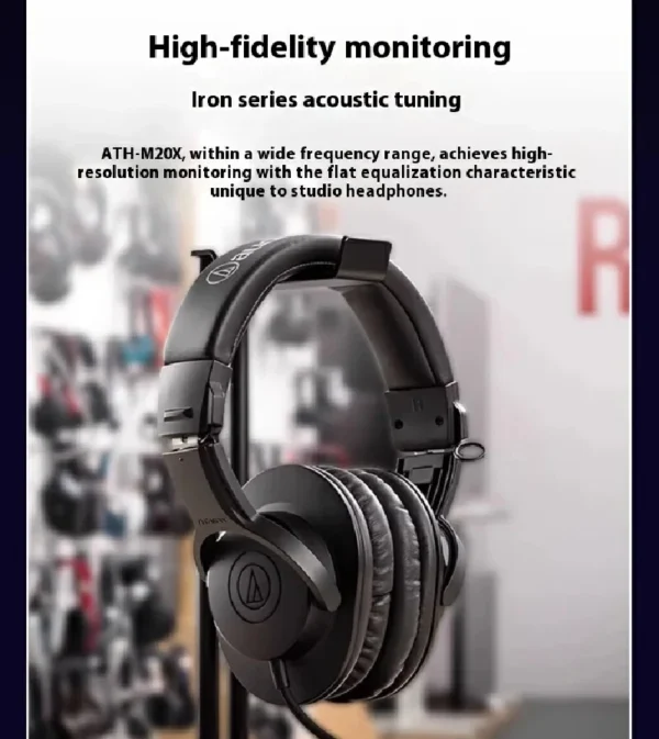 S647ebe93176a4bf69450c12ff945c0bav.webp New Audio-Technica ATH-M20X Closed-Back Studio Monitor Headphones 40mm Dynamic Driver Noise Isolation Over-Ear Wired Headset