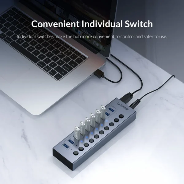 S8131190a16164d439c2ef67c9365c219X.webp ORICO Powered USB Hub Splitter Socket with Multi USB 3.0 Port Slot Plug On-Off Key Switch Dock Power Strip Adapter for PC Laptop