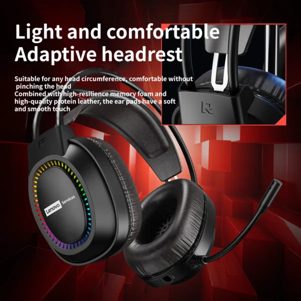 Sa827cf964abf46fa874208aea14b46328.webp Lenovo Over-Ear Headphones with Microphone, Gaming Headphones with Rgb Lighting, Cool Lights, Suitable for Desktop Computers and Laptops