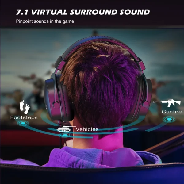 FIFINE Headset,3.5 mm jack&USB Headphone with 7.1 Surround Sound/volum control/Mute switch for PC/MAC/PS4/PS5 Mixer-H9