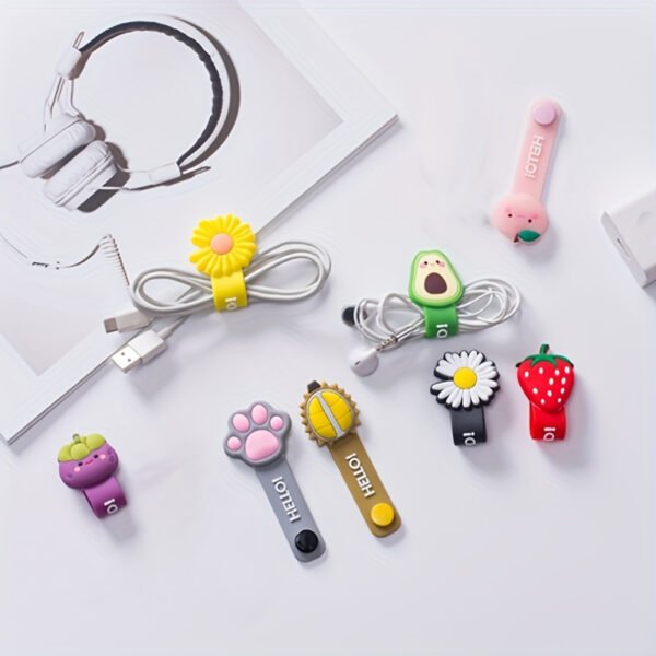 1722909803942-85699c2abb9247e0a591fa9386122c3d-goods.jpeg Cute Animal & Fruit Reusable Silicone Cord Organizer Set – 2 Pieces