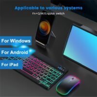 Backlit Ultra-Slim Wireless Keyboard & Mouse Combo for Tablets and Smartphones