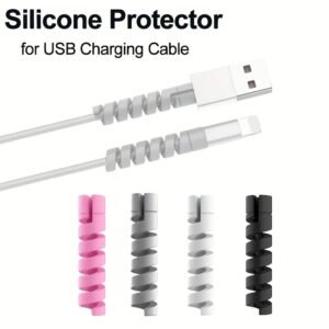 2542a1a2-e241-466f-adf8-982974df0e35.jpg Grey Silicone USB Charger Cable Protector Set – 4 Pieces