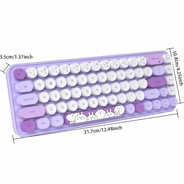 Retro 68-Key Round-Keycap Wireless Keyboard & Mouse Combo with 2.4GHz Connection