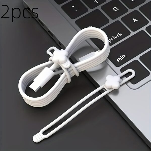 Reusable Four-Leaf Clover Silicone Cable Tie for Data Cables & Earphones