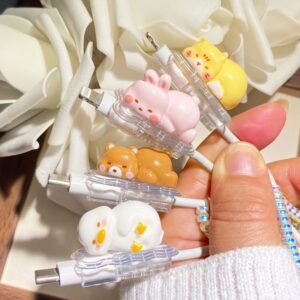 Mixed-Pattern Type-C Charger Cable Protector Set – 4 Pieces