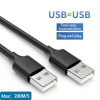 Double-Ended USB-A 2.0 Male Cable for Compatible Drives, DVD Players & Computers