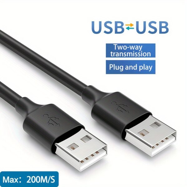 Double-Ended USB-A 2.0 Male Cable for Compatible Drives, DVD Players & Computers