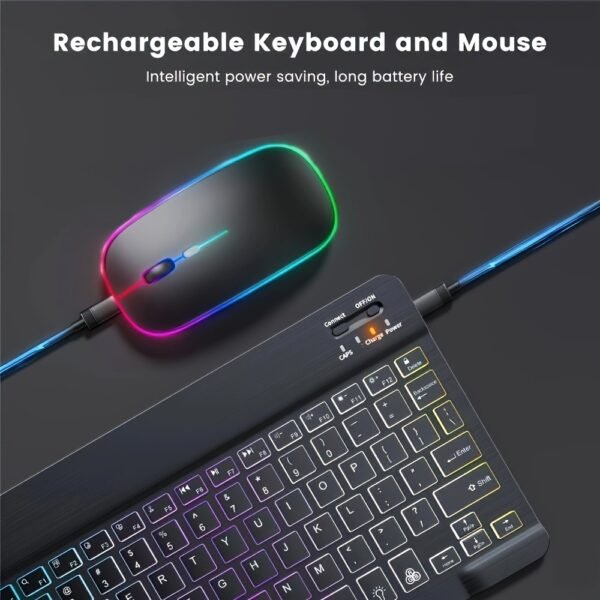 Backlit Ultra-Slim Wireless Keyboard & Mouse Combo for Tablets and Smartphones