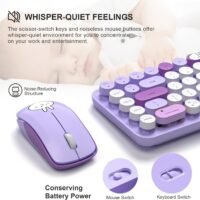 Retro 68-Key Round-Keycap Wireless Keyboard & Mouse Combo with 2.4GHz Connection