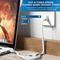 Long Flat-Profile Cat6 RJ45 Internet & Network Patch Cord