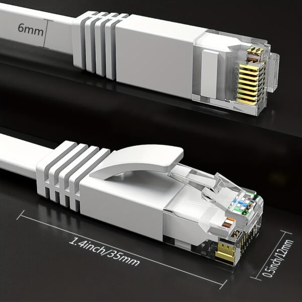 Long Flat-Profile Cat6 RJ45 Internet & Network Patch Cord
