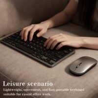 Rechargeable Silent Bluetooth & 2.4GHz Wireless Keyboard-Mouse Combo