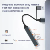 S3c96e9ede21d4653b1466b4db53b3a1fD.webp Aluminium 4-Port USB-C Hub with One USB 3.0 & Three USB 2.0 Ports