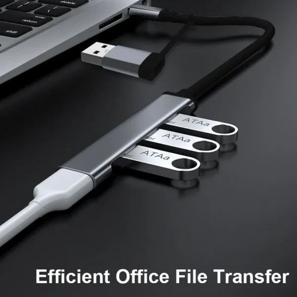 S584c79383f8c4f0fae5b98ea2b981b57M.webp Aluminium 4-Port USB-C Hub with One USB 3.0 & Three USB 2.0 Ports