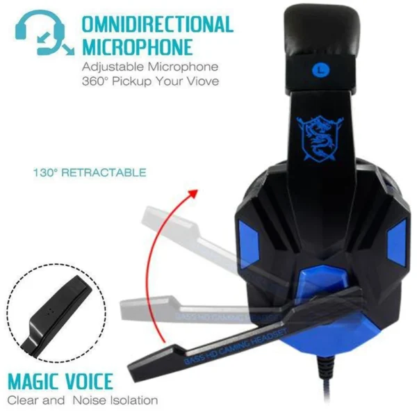 Bass Stereo Multi-Platform Gaming Headset with 120° Adjustable Microphone