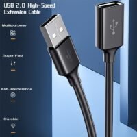 Male-to-Female USB 2.0 Extender Cord for Consoles, Smart TVs & SSDs