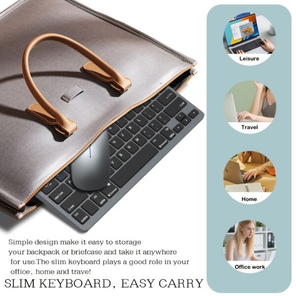 Rechargeable Silent Bluetooth & 2.4GHz Wireless Keyboard-Mouse Combo
