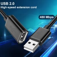 Male-to-Female USB 2.0 Extender Cord for Consoles, Smart TVs & SSDs